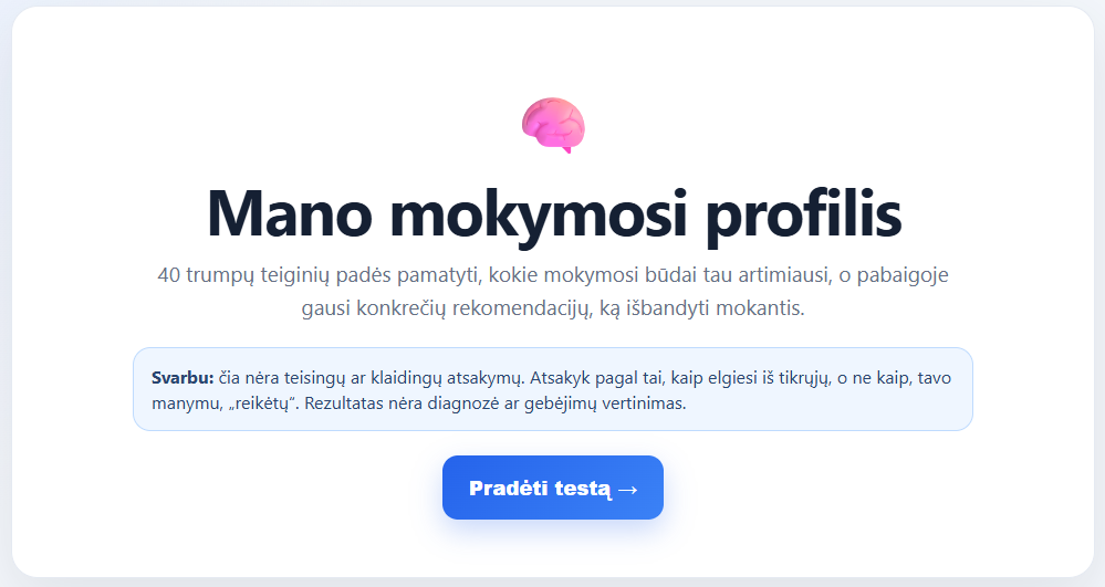 Mokymosi stilių nustatymo klausimynas-anketa